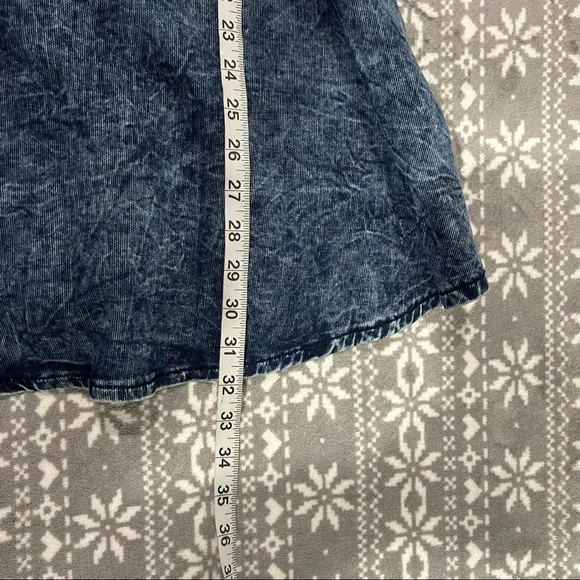 Judy Blue Vintage A-Line Skater Dress In Dark Blue Acid Wash Open Back Size L - Picture 10 of 10